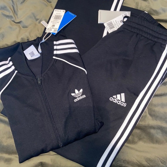 adidas Pants Nwt Mens Adidas Black Three Stripe Track Suit Sweatpants And Jacket Set Medium